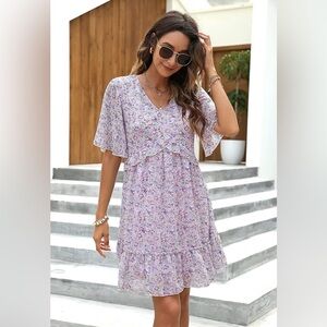 Chiffon Floral Purple Dress
